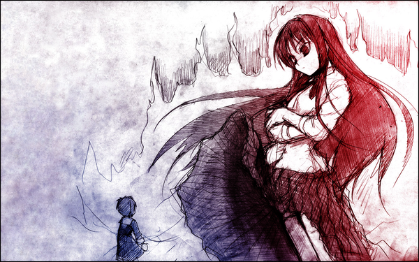 Anime picture 1680x1050 with shingetsutan tsukihime type-moon toono akiha ciel (tsukihime) wide image