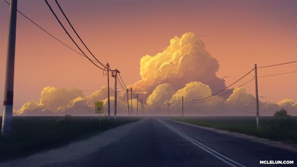 Anime picture 1280x720 with original mclelun wide image sky cloud (clouds) horizon no people landscape scenic