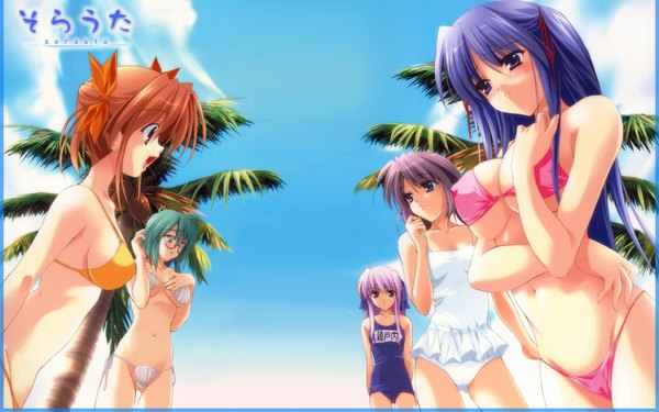 Anime picture 1920x1200 with sorauta highres light erotic wide image girl swimsuit
