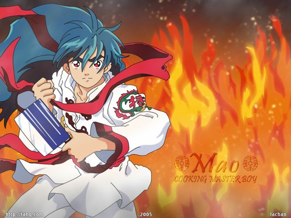 Anime picture 1024x768 with chuuka ichiban! cooking master boy mao (chuuka ichiban) fire cleaver tagme