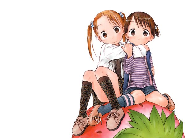 Anime picture 1600x1200 with ichigo mashimaro matsuoka miu itou chika food berry (berries) strawberry