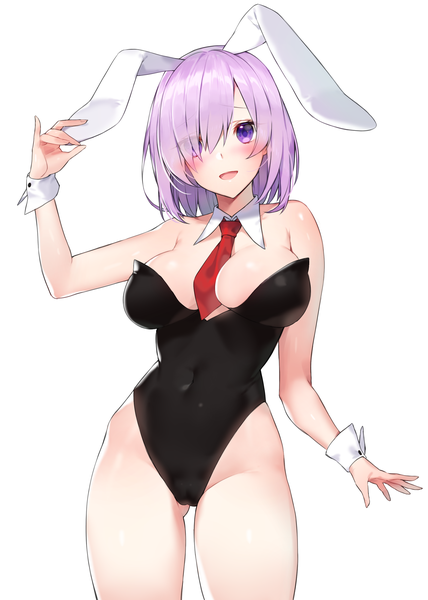 Anime-Bild 2000x2800 mit fate (series) fate/grand order mash kyrielight ia (ias1010) single tall image looking at viewer blush fringe highres short hair breasts open mouth light erotic simple background smile large breasts standing white background purple eyes