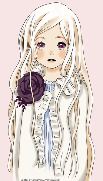 Anime picture 1093x1928 with honey and clover j.c. staff hanamoto hagumi umino chica single long hair tall image looking at viewer blonde hair purple eyes vector girl flower (flowers)
