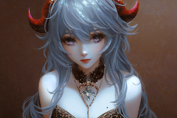 Anime picture 5760x3840 with genshin impact ganyu (genshin impact) nixeu single long hair looking at viewer blush fringe highres breasts simple background hair between eyes large breasts bare shoulders blue hair absurdres upper body horn (horns) lips realistic
