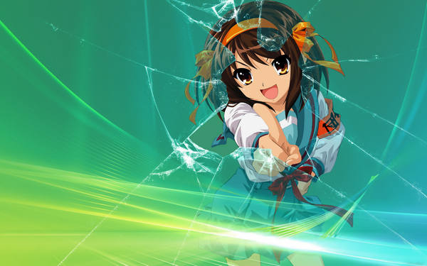 Anime picture 1920x1200 with suzumiya haruhi no yuutsu kyoto animation suzumiya haruhi highres wide image girl serafuku