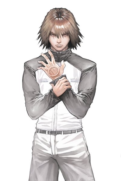 Anime picture 1044x1561 with zetman kanzaki jin tifa18 single tall image looking at viewer short hair simple background brown hair white background brown eyes boy hand
