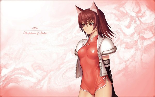 Anime picture 1920x1200 with shining (series) shining tears shining wind mao (shining tears) tony taka single highres short hair light erotic brown hair wide image brown eyes animal ears looking away cat ears cat girl wallpaper third-party edit paw print girl