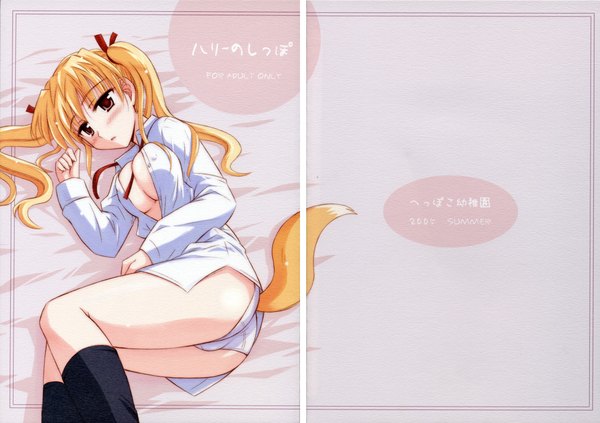 Anime picture 2124x1500 with school rumble sawachika eri highres light erotic tail animal tail fox tail fox girl girl underwear panties