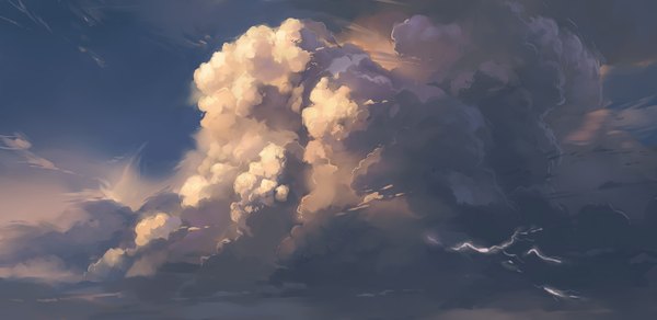 イラスト 1300x633 と オリジナル 幻想絵風 wide image 空 cloud (clouds) no people scenic