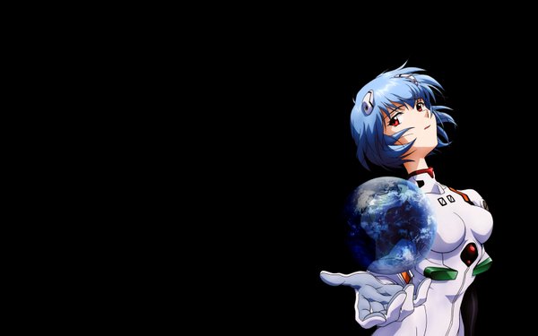 Anime picture 1680x1050 with neon genesis evangelion gainax ayanami rei wide image black background earth