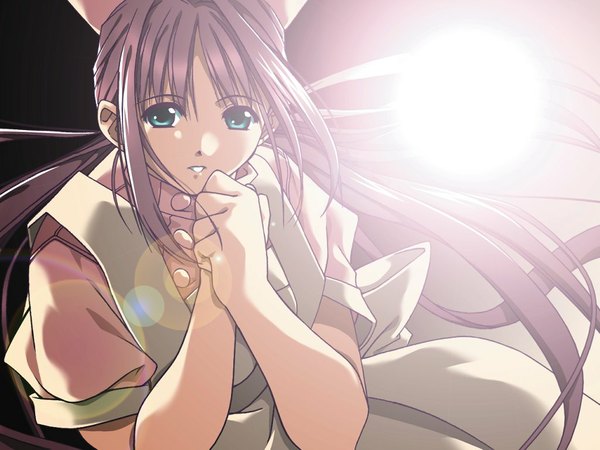 Anime picture 1024x768 with yakin byoutou nanase ren long hair green eyes pink hair wallpaper nurse