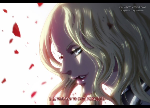 Anime picture 1300x940 with claymore madhouse teresa ar-ua single long hair simple background blonde hair white background lips lipstick coloring close-up silver eyes girl blood