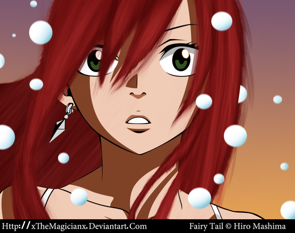 Anime picture 2400x1900 with fairy tail erza scarlet xthemagicianx single long hair highres green eyes red hair coloring portrait face girl earrings
