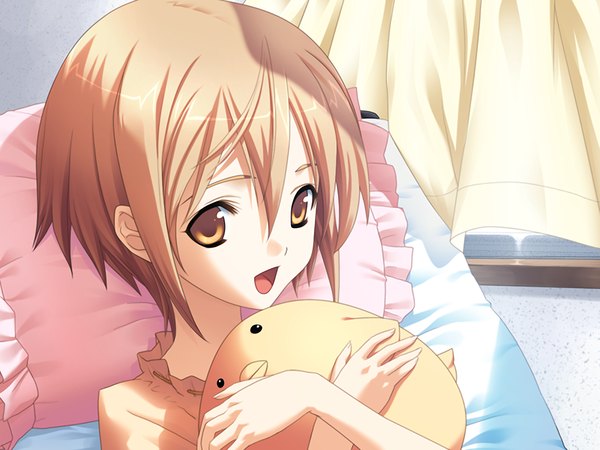 Anime picture 1200x900 with kakuu shoujo brown hair yellow eyes game cg girl