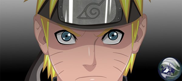 Anime picture 1024x459 with naruto studio pierrot naruto (series) uzumaki naruto luffy-san92 single looking at viewer short hair blue eyes blonde hair simple background wide image coloring facial mark portrait face whisker markings jinchuriki boy bandana