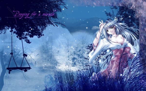 Anime picture 1680x1050 with izumo long hair wide image night girl