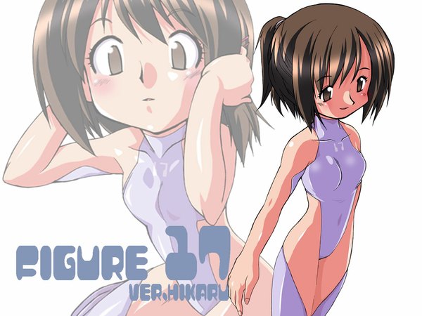 Anime picture 1024x768 with figure 17 shiina hikaru short hair light erotic brown hair brown eyes wallpaper