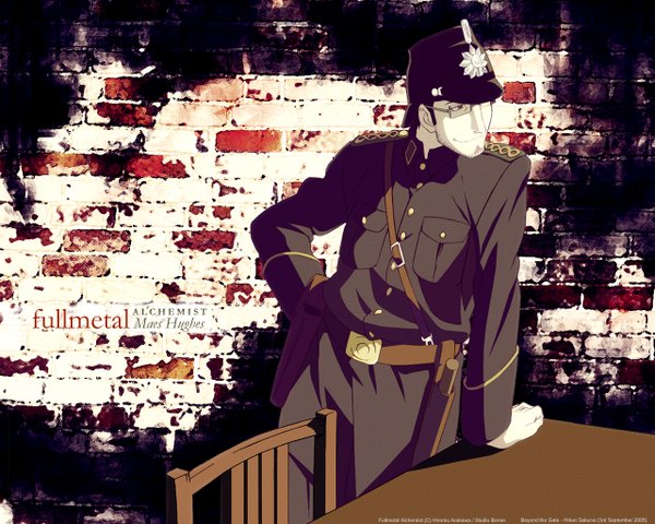 Anime picture 1280x1024 with fullmetal alchemist studio bones maes hughes boy uniform police uniform