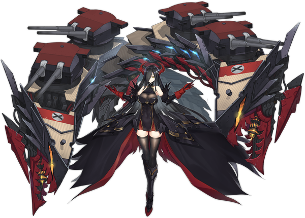 Anime-Bild 2050x1470 mit azur lane world of warships friedrich der grosse (azur lane) single long hair looking at viewer fringe highres breasts black hair large breasts standing bare shoulders holding yellow eyes payot full body horn (horns) light smile hair over one eye