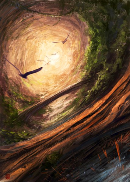 Аниме картинка 1140x1600 с оригинальное изображение gin@ (pixiv) высокое изображение свет растение (растения) животное дерево (деревья) птица (птицы)