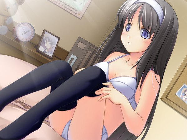 Anime picture 1600x1200 with light erotic underwear only underwear panties eternal wind