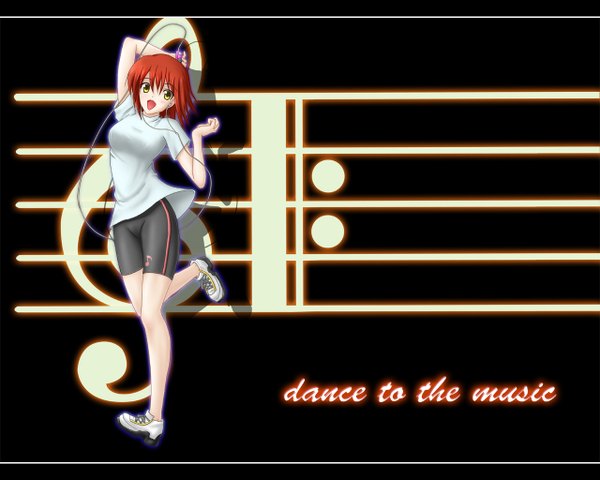 Anime picture 1280x1024 with ipod blue (artist) red hair music tagme