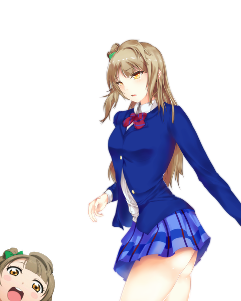 Anime picture 2000x2500 with love live! school idol project sunrise (studio) love live! minami kotori bbayu single long hair tall image blush highres open mouth yellow eyes one side up transparent background dark hair girl skirt uniform school uniform