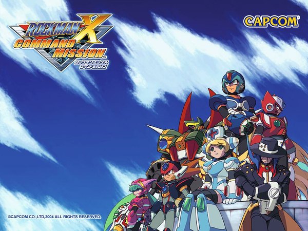 Anime picture 1024x768 with rockman x rockman x rockman x command mission capcom zero (rockman) rockman (character) axl (rockman) cinnamon (rockman) marino (rockman) spider (rockman) steel massimo (rockman) multiple girls official art multiple boys wallpaper copyright name crossed arms nurse girl