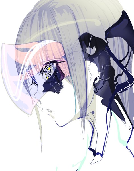 Аниме картинка 1000x1275 с оригинальное изображение uturo один (одна) высокое изображение чёлка короткие волосы смотрит в сторону профиль губы серые волосы девушка