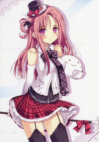 Anime picture 2455x3500 with pangya lucia single long hair tall image highres pink hair pink eyes girl thighhighs hat necktie