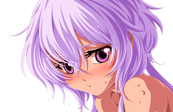 Anime picture 4433x2880 with senki zesshou symphogear satelight yukine chris tremblax single long hair blush highres bare shoulders pink hair absurdres pink eyes wet coloring close-up transparent background face girl