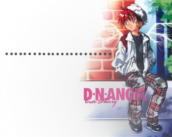 Аниме картинка 1280x1024 с код ангела xebec niwa daisuke sugisaki yukiru один (одна) короткие волосы улыбка красные глаза сидит смотрит в сторону красные волосы надпись руки в карманах мужчина крылья шапка