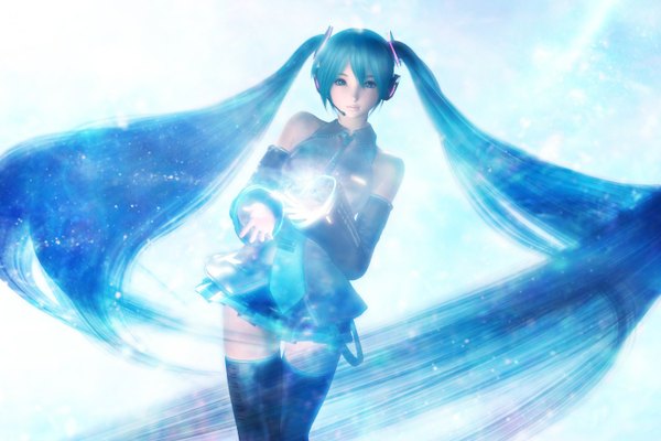Anime picture 1440x960 with vocaloid hatsune miku hinemaru blue hair 3d girl