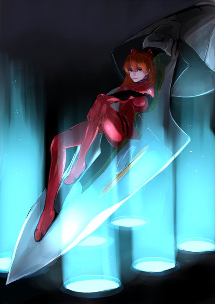 Anime picture 1500x2118 with neon genesis evangelion rebuild of evangelion evangelion: 2.0 you can (not) advance evangelion: 3.0 you can (not) redo end of evangelion gainax soryu asuka langley shikinami asuka langley single long hair tall image looking at viewer fringe breasts blue eyes lips orange hair midriff lipstick light