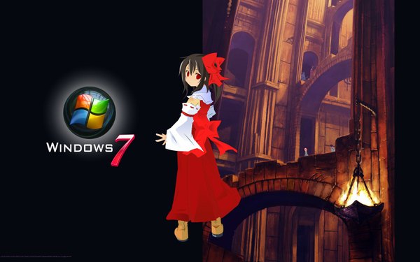 Anime picture 1500x938 with touhou windows (operating system) hakurei reimu wide image girl