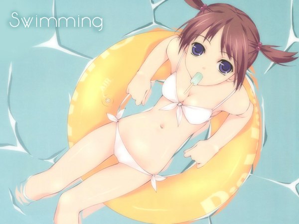 Anime picture 1024x768 with murakami suigun wallpaper swimsuit bikini white bikini tagme