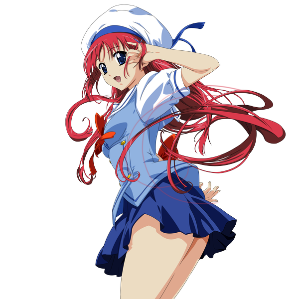 Anime picture 8000x8000 with da capo shirakawa kotori single long hair looking at viewer highres open mouth blue eyes absurdres red hair transparent background vector girl uniform school uniform beret