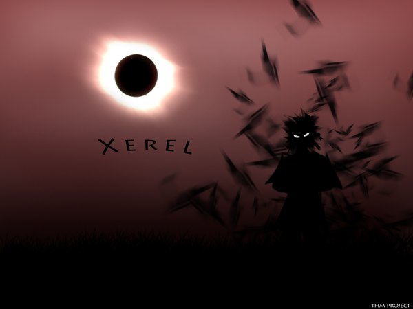 Anime picture 1600x1200 with sunlight silhouette blank eyes eclipse