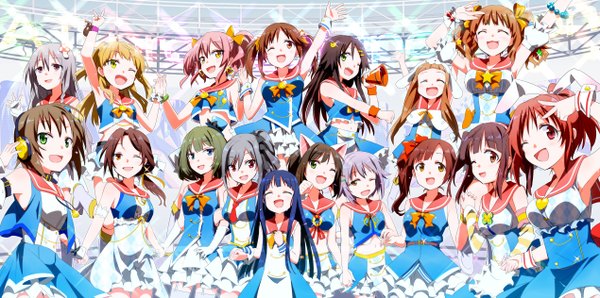 Anime picture 1270x632 with idolmaster cinderella girls tagme (character) shibuya rin jougasaki mika maekawa miku jougasaki rika koshimizu sachiko tada riina ogata chieri abe nana ichihara nina hoshi syoko sajou yukimi gotyou blush open mouth blue eyes blonde hair red eyes brown hair