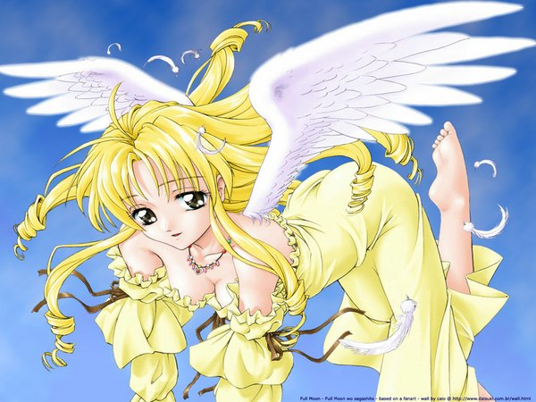 Anime picture 1024x768 with full moon wo sagashite studio deen kouyama mitsuki light erotic wings studio implant