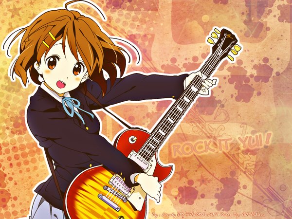 Anime picture 1600x1200 with k-on! kyoto animation hirasawa yui serafuku guitar