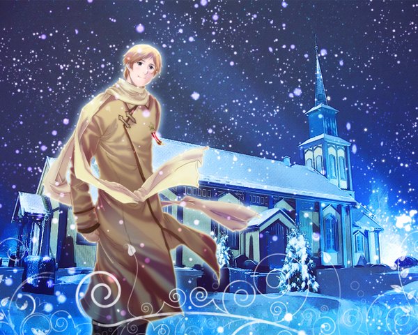 Anime picture 1280x1024 with axis powers hetalia studio deen russia (hetalia) snowing winter snow boy