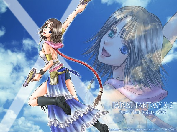 Anime picture 1024x768 with final fantasy final fantasy x final fantasy x-2 square enix yuna (ff10)