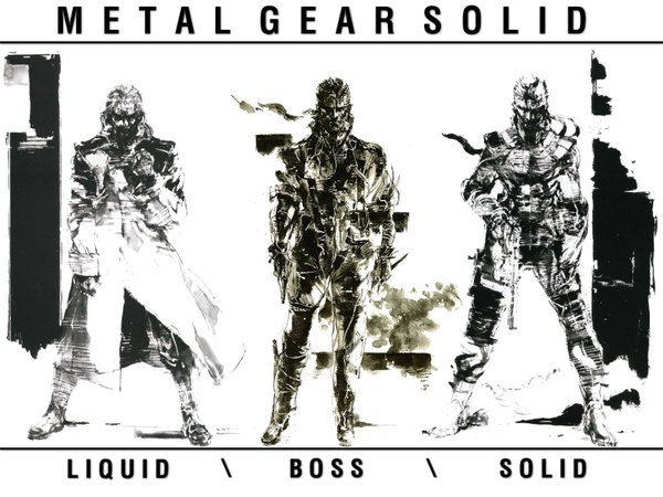Anime picture 1600x1200 with metal gear metal gear solid konami solid snake big boss naked snake highres official art gun liquid snake