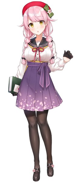 Аниме картинка 500x1149 с onsen musume nagato sakura shirako miso один (одна) длинные волосы высокое изображение смотрит на зрителя румянец чёлка грудь открытый рот простой фон большая грудь стоя белый фон два хвостика держать жёлтые глаза розовые волосы всё тело