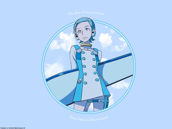 Anime picture 1600x1200 with eureka seven studio bones eureka blue background tagme