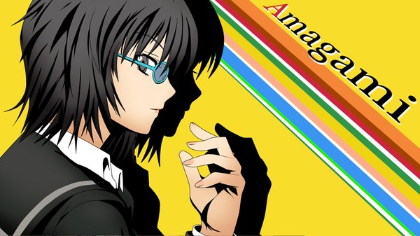 Anime picture 1000x563 with amagami persona nanasaki ai makisige (artist) single short hair black hair wide image black eyes girl uniform school uniform glasses