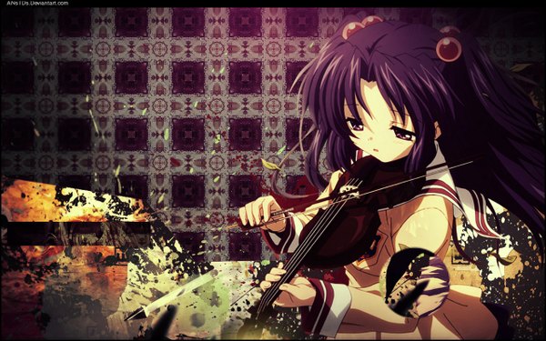 Anime picture 1280x800 with clannad key (studio) ichinose kotomi wide image violin bow (instrument)
