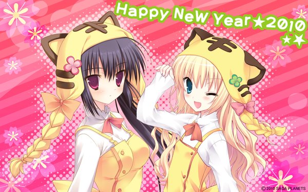 Anime picture 1920x1200 with kisaragi gold star (game) toranosuke chimaro blush highres wide image multiple girls girl 2 girls