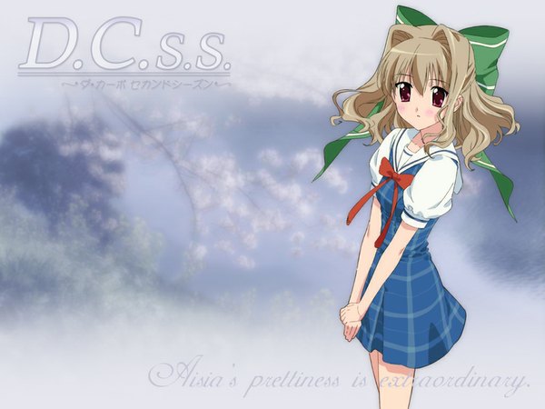 Anime picture 1024x768 with da capo aisia wallpaper half updo uniform ribbon (ribbons) school uniform